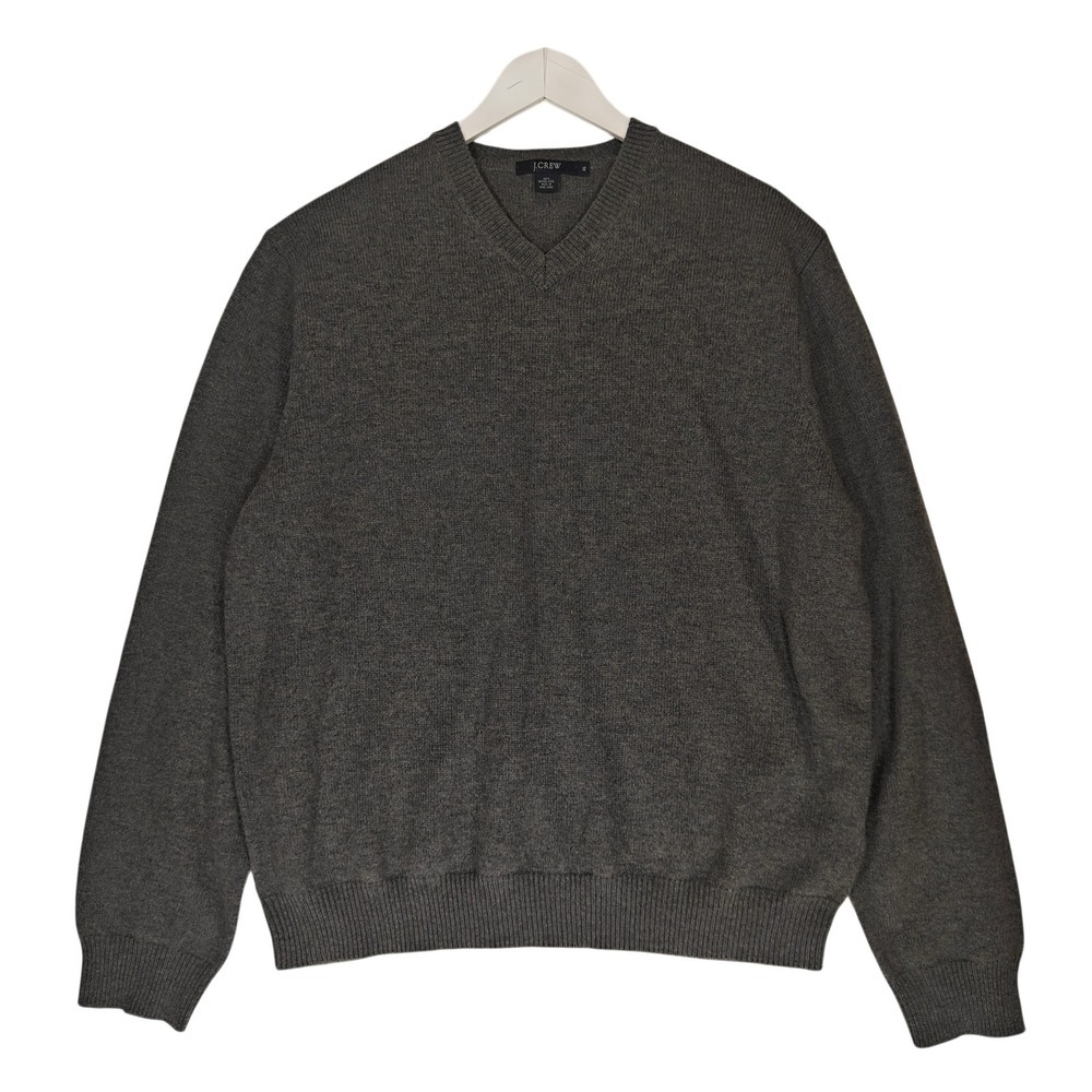 J.Crew Mens XL Charcoal Gray 100% Merino Wool V-Neck Pullover Sweater - Picture 1 of 5